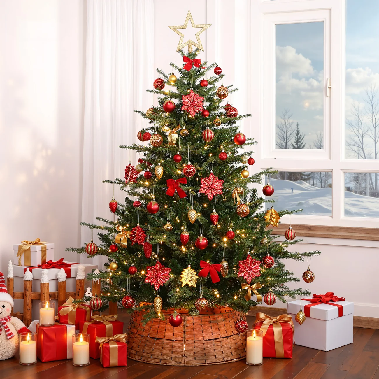 106 PCS Red and Gold Christmas Ornaments – Christmas Ball Ornaments Set - Image 2