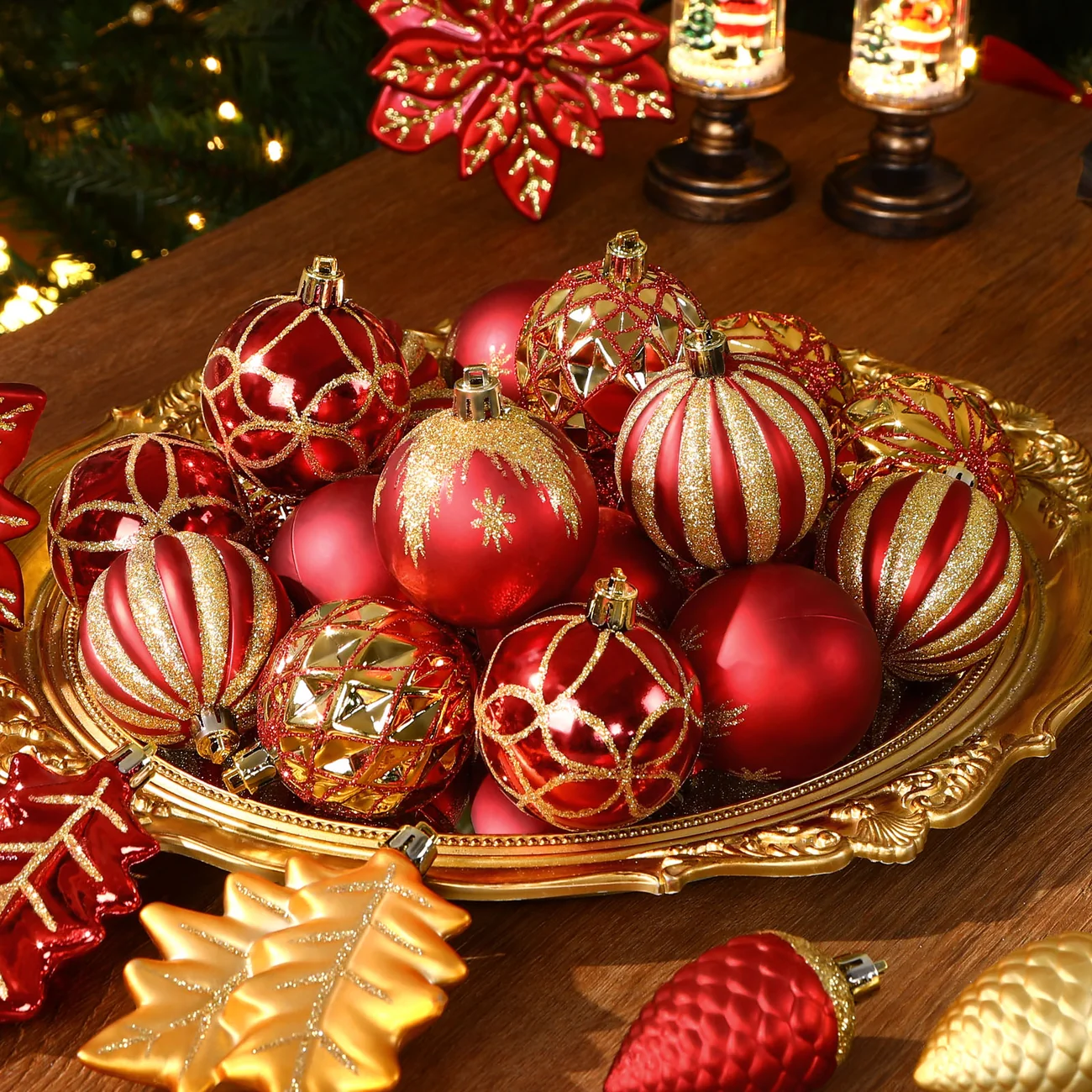 106 PCS Red and Gold Christmas Ornaments – Christmas Ball Ornaments Set - Image 5