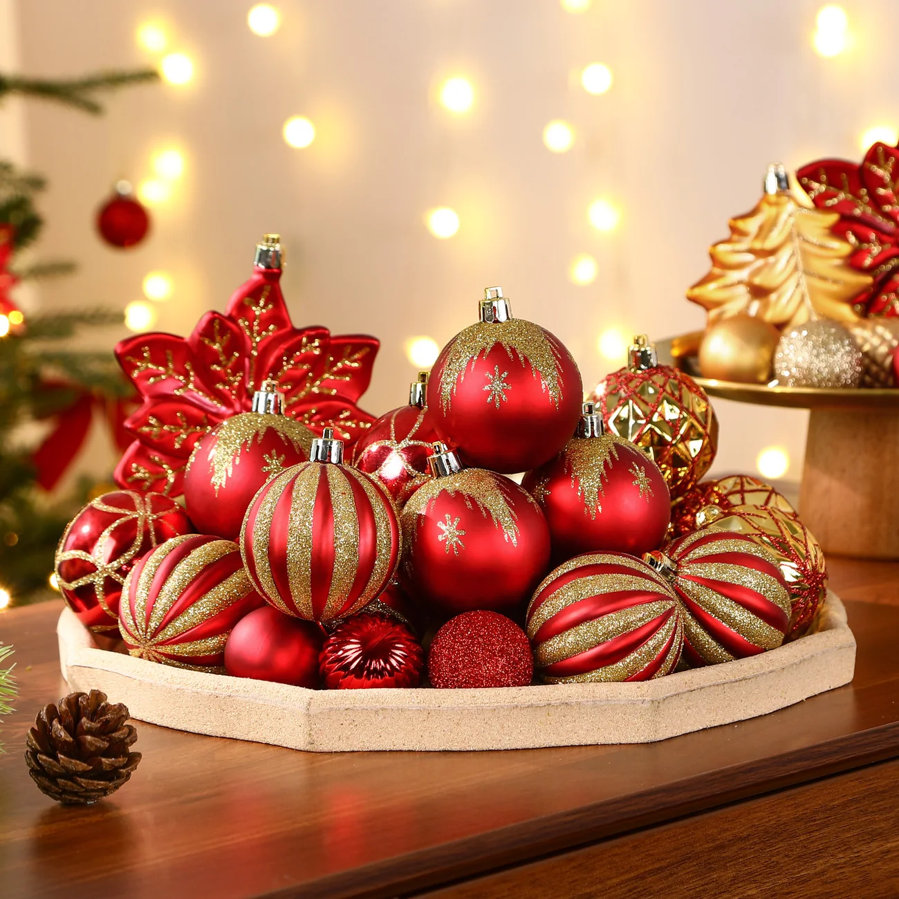 106 PCS Red and Gold Christmas Ornaments – Christmas Ball Ornaments Set - Image 7