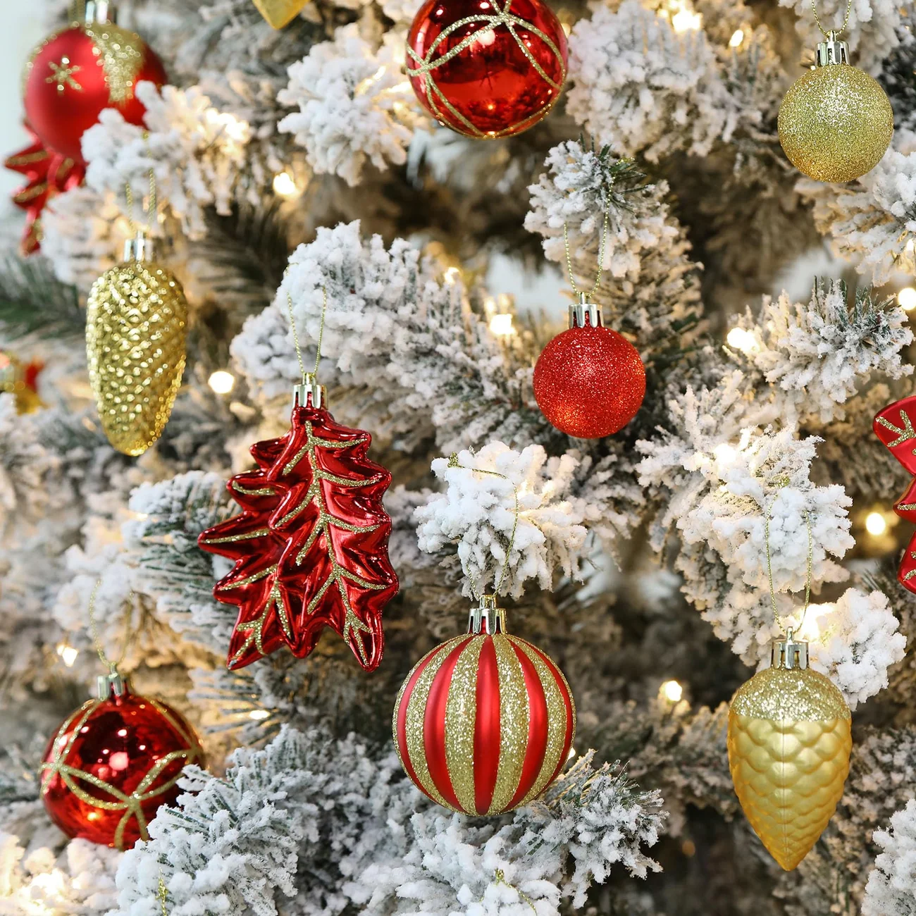 106 PCS Red and Gold Christmas Ornaments – Christmas Ball Ornaments Set - Image 9