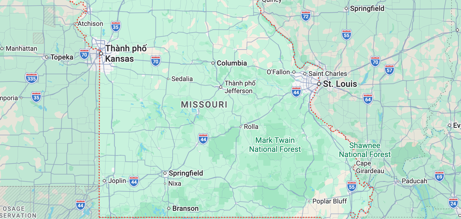 Map showing the Twinkle Tree Market business location at 14660 Manchester Road in Ballwin, Missouri