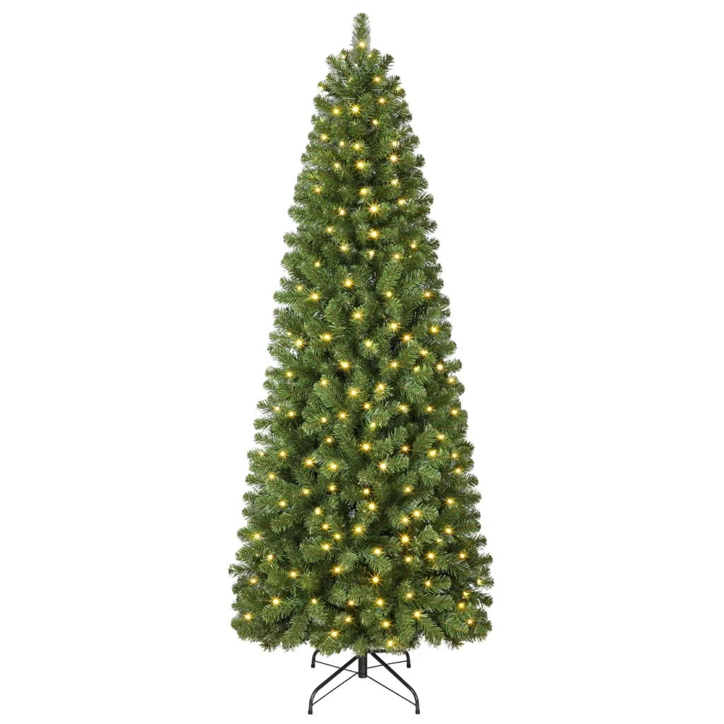 Classic Spruce Artificial Slim Pencil Christmas Tree with Warm White Lights