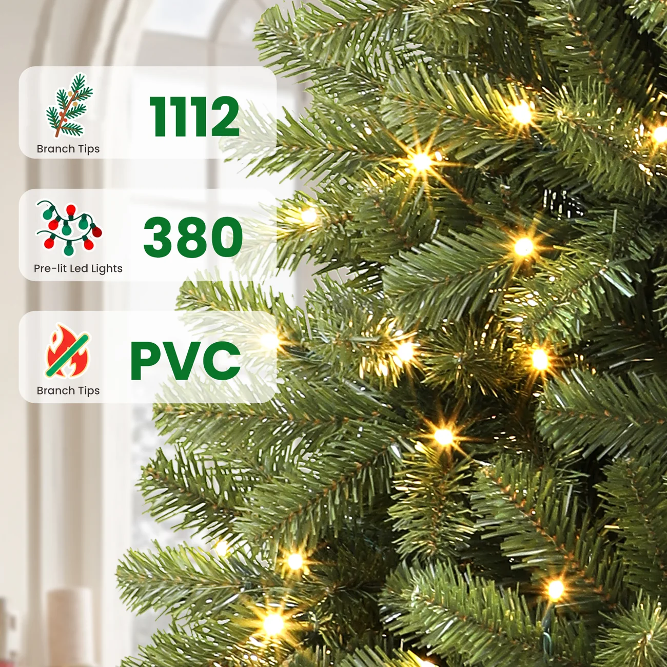 Artificial Christmas Tree with Pre-lit Classic Spruce Multi-Color LED Lights - Image 10