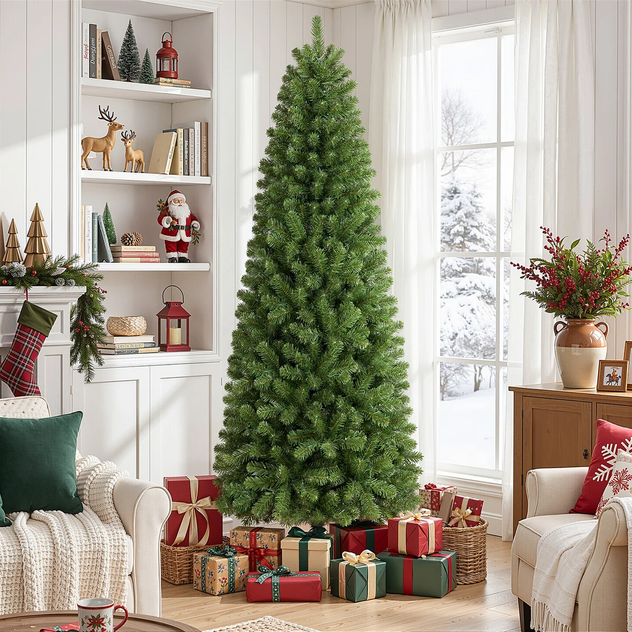 Pencil Spruce Artificial Christmas Tree with Multi-Color LED Lights and Remote - Image 10