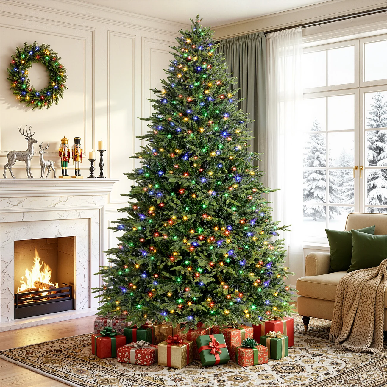 7.5FT Artificial Balsam Fir Christmas Tree with Lifelike PE Needles and Dual Color Lights - Image 11