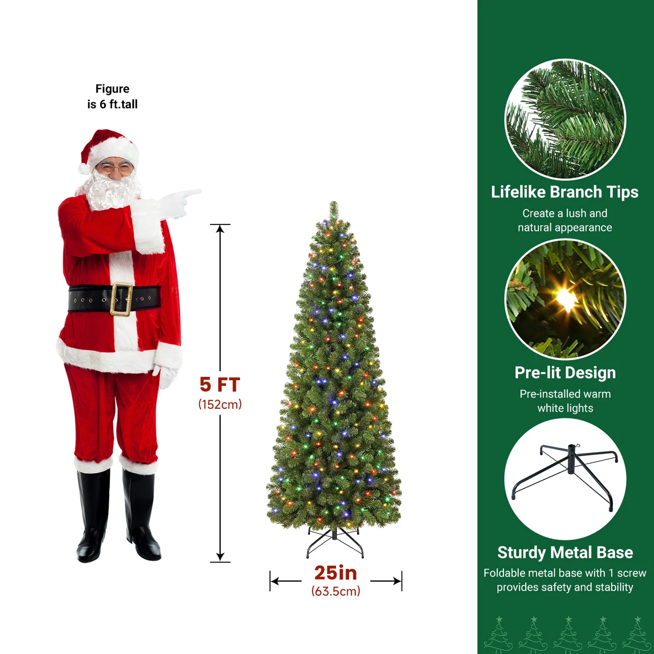Pencil Spruce Artificial Christmas Tree with Multi-Color LED Lights and Remote - Image 12