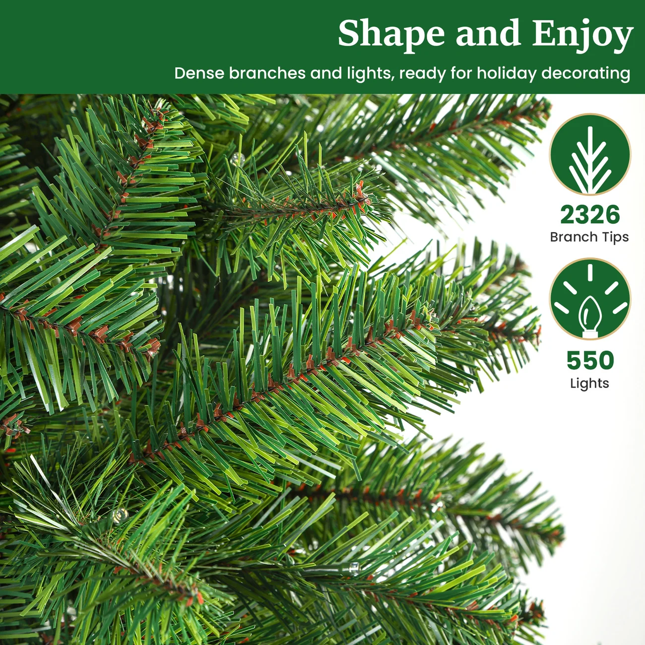 Classic Spruce Artificial Christmas Trees with Warm White Lights | 5.5/6.5/7/7.5/8/9FT - Image 13