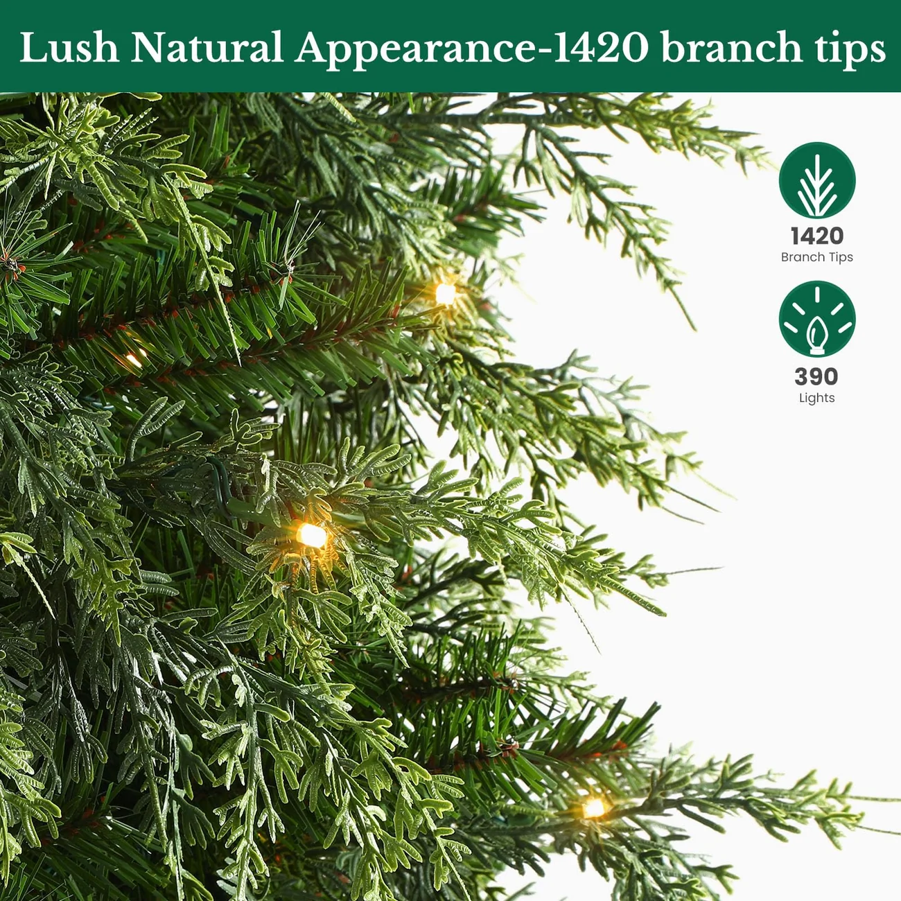 Cedar Cypress Pre-Lit Artificial Christmas Tree with 17-Mode Multi-Color LED Lights and Remote | 5/6/7/7.5/8FT - Image 14
