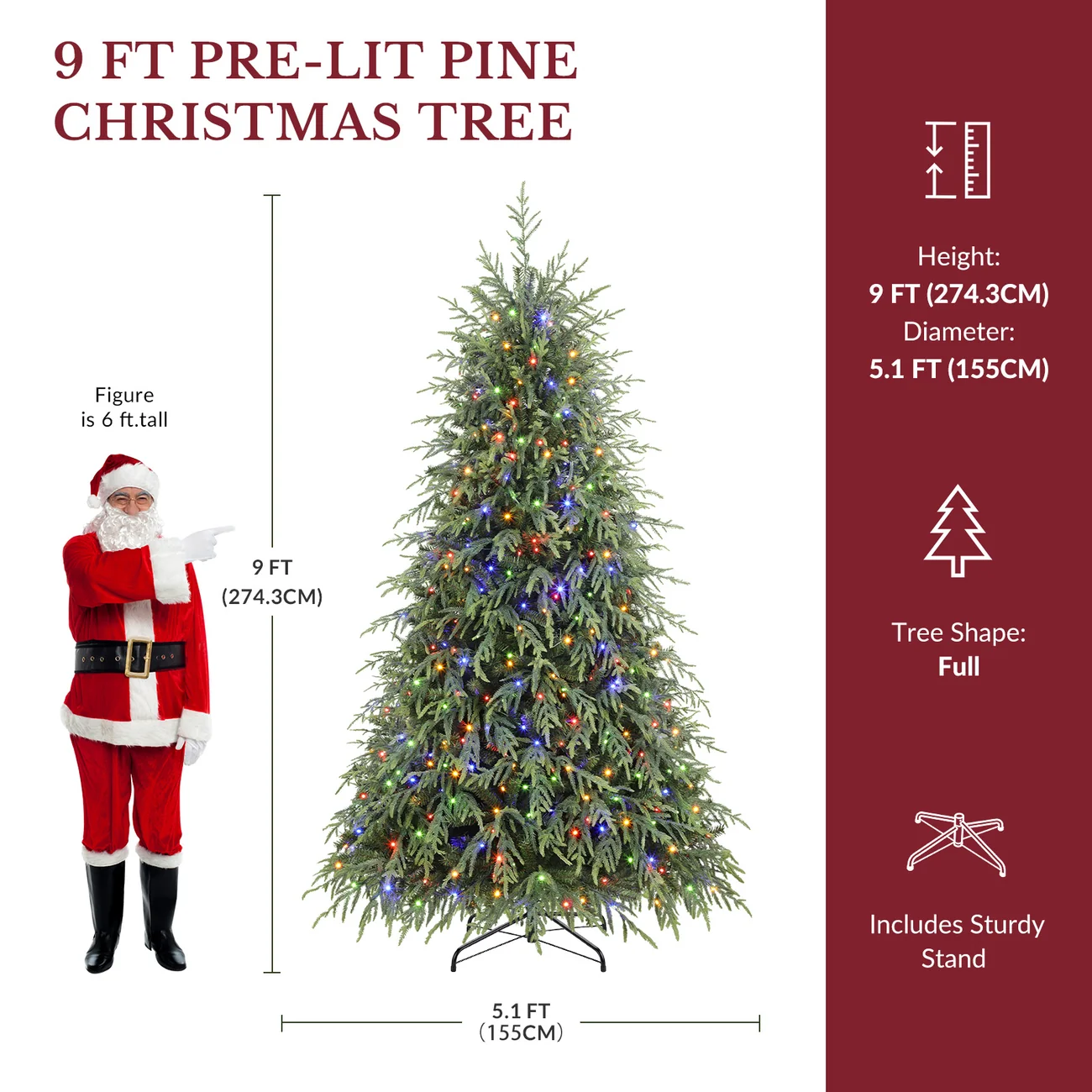 Norfolk Pine Christmas Trees with 17 Modes Multi-Color Lights - Image 15