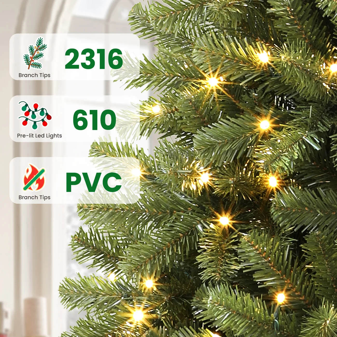 Artificial Christmas Tree with Pre-lit Classic Spruce Multi-Color LED Lights - Image 16
