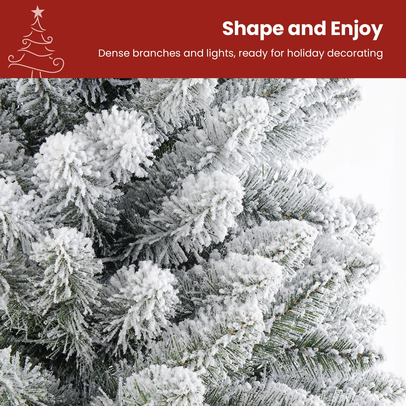 White Flocked Spruce Artificial Christmas Trees with Multi-Color Lights - Image 17
