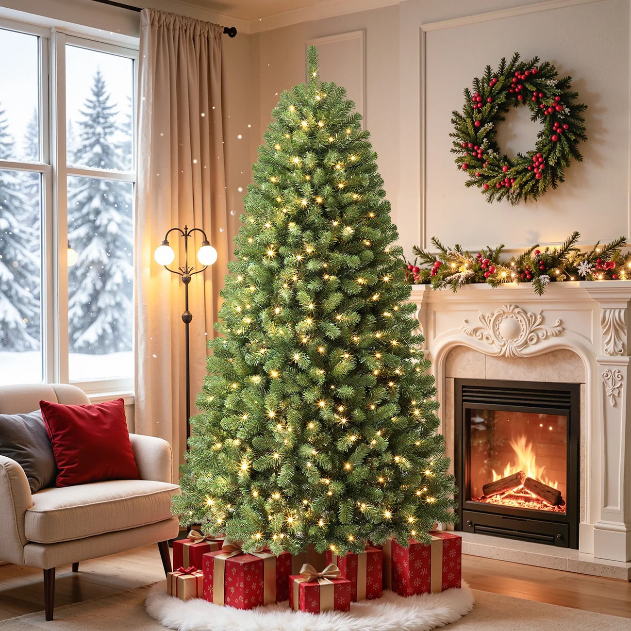 Artificial Christmas Tree with Pre-lit Classic Spruce Multi-Color LED Lights - Image 20