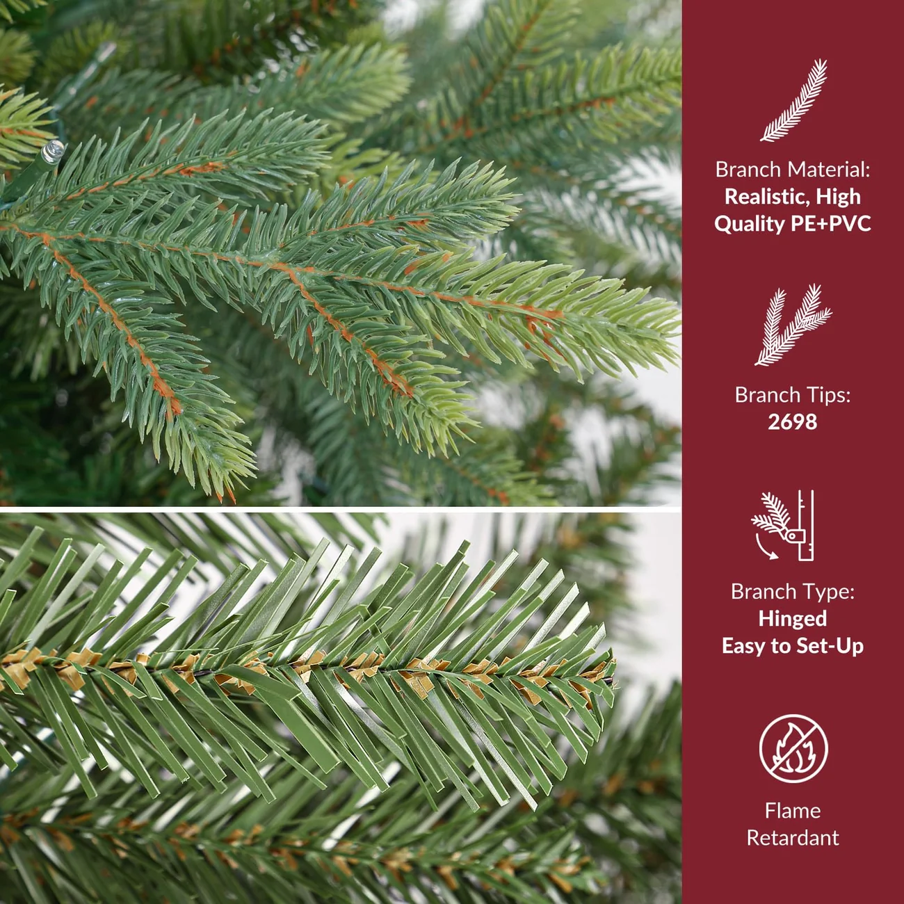 Twinkling Balsam Fir Pre-Lit Artificial Christmas Tree with Multi-Color LED Lights, 17 Mode with Remote | 5/6/7/7.5/8/9FT - Image 23