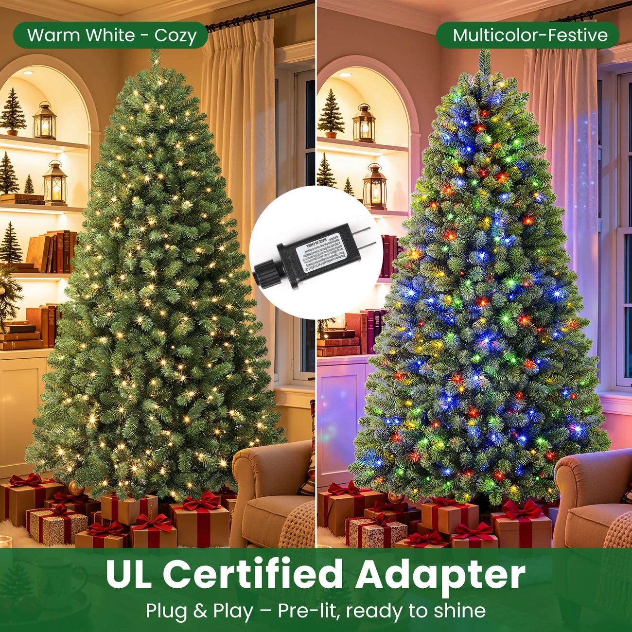 Artificial Christmas Tree with Pre-lit Classic Spruce Multi-Color LED Lights - Image 3