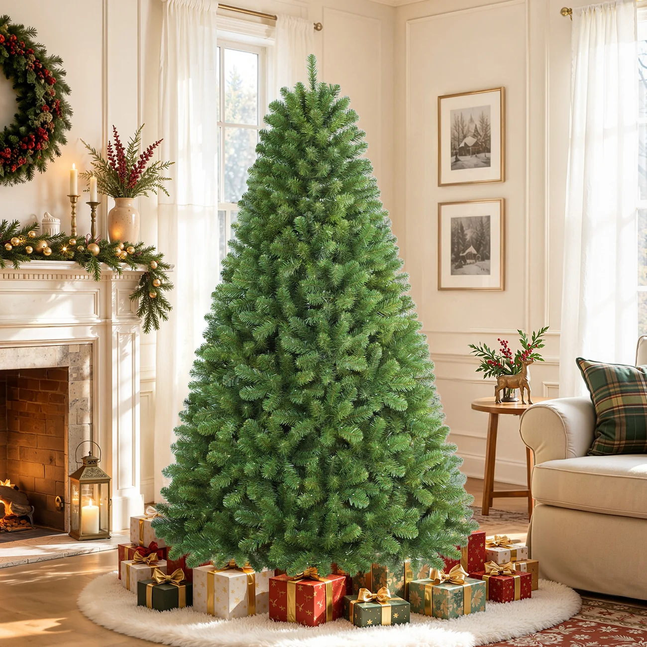 Classic Spruce Artificial Christmas Trees with Warm White Lights | 5.5/6.5/7/7.5/8/9FT - Image 3