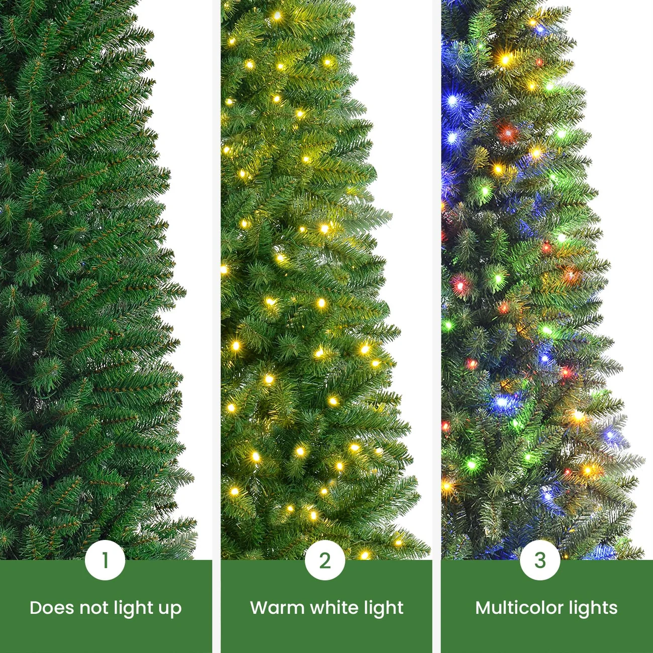 Pencil Spruce Artificial Christmas Tree with Multi-Color LED Lights and Remote - Image 4