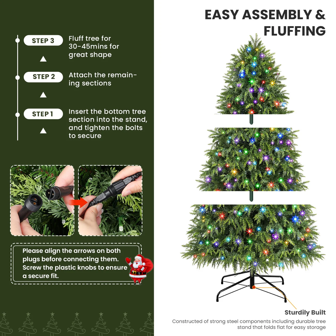 Cedar Cypress Pre-Lit Artificial Christmas Tree with 17-Mode Multi-Color LED Lights and Remote | 5/6/7/7.5/8FT - Image 4