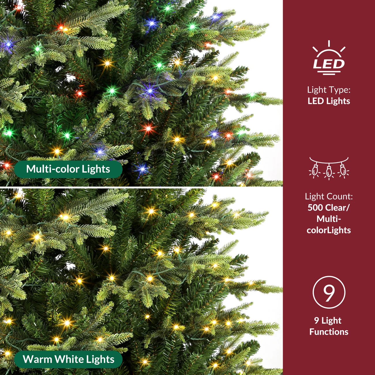 7.5FT Artificial Balsam Fir Christmas Tree with Lifelike PE Needles and Dual Color Lights - Image 4
