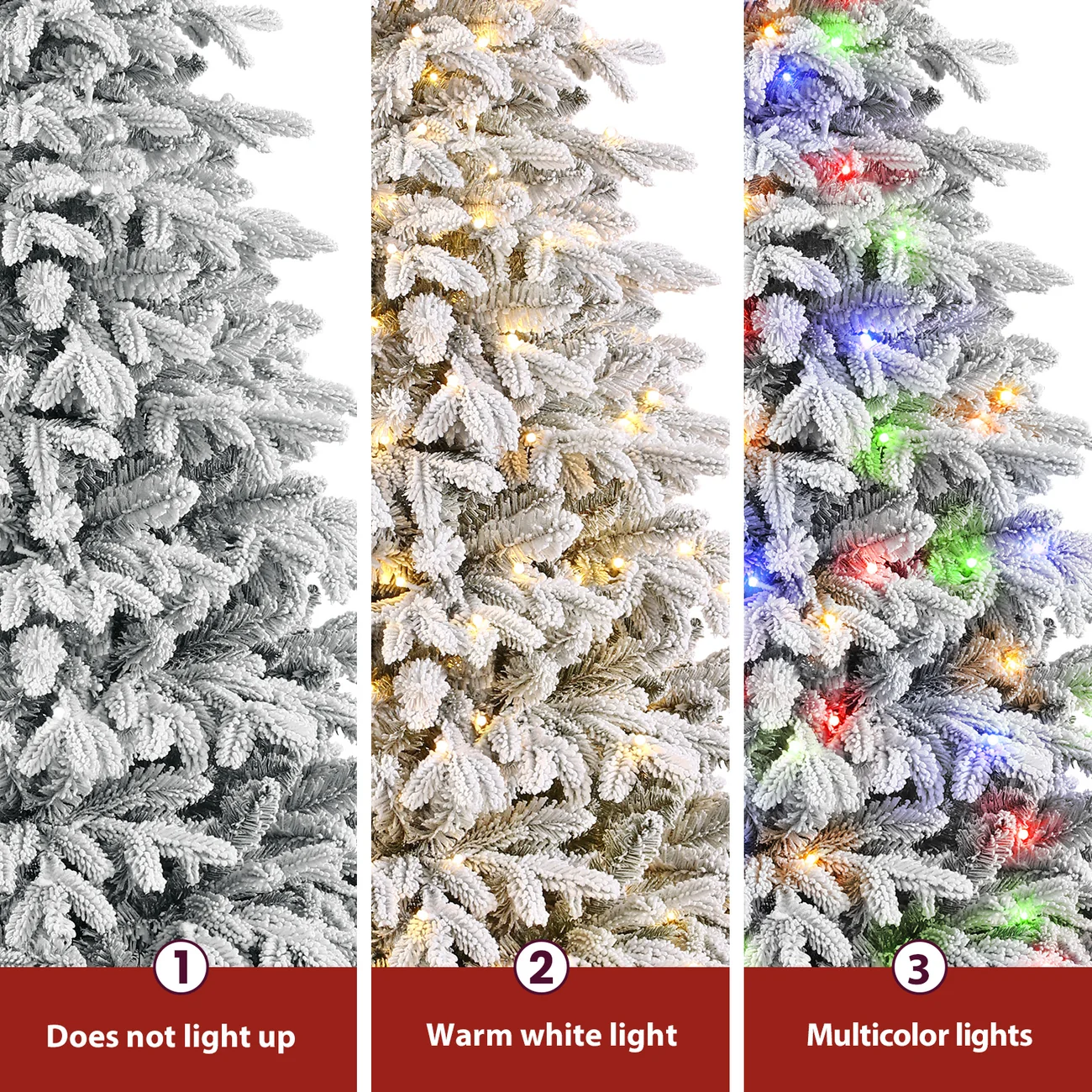 Flocked Cedar Pre-Lit Christmas Tree with 17-Mode Multicolor Lights & Remote, 5.5–7.5 FT - Image 4