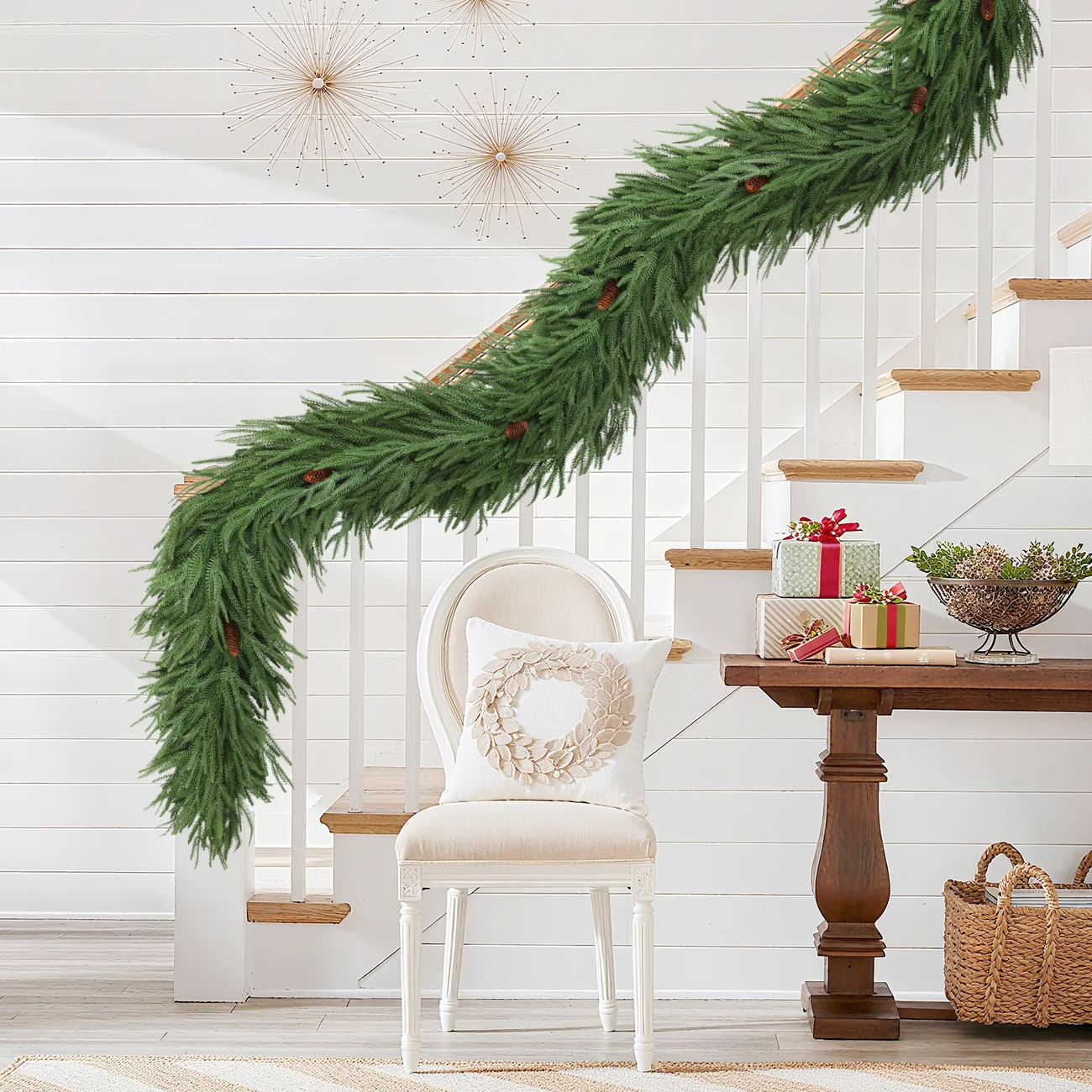 Norfolk Pine Christmas Garland with Pinecones – Realistic PE, 6FT/9FT - Image 4