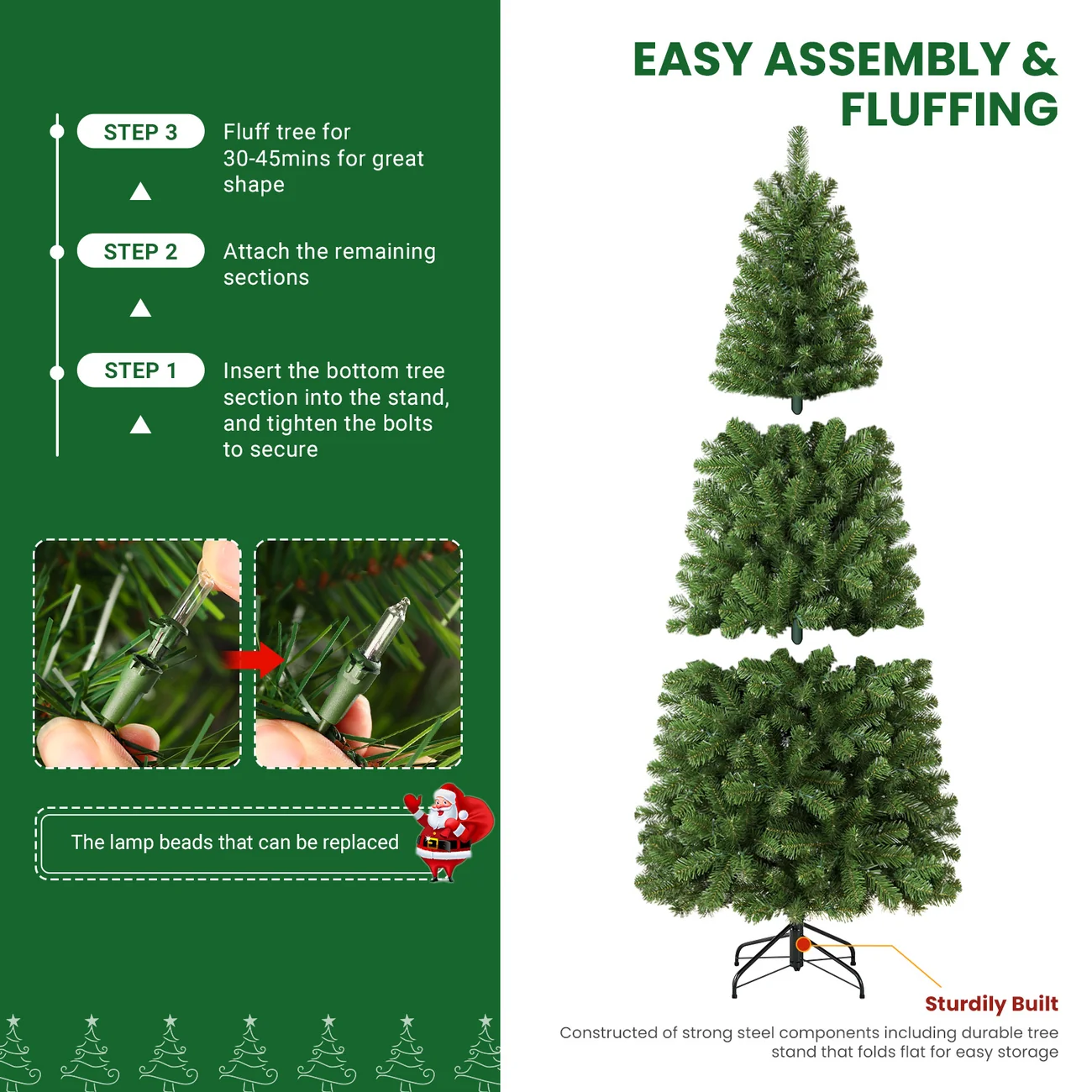 Classic Spruce Artificial Slim Pencil Christmas Tree with Warm White Lights - Image 4