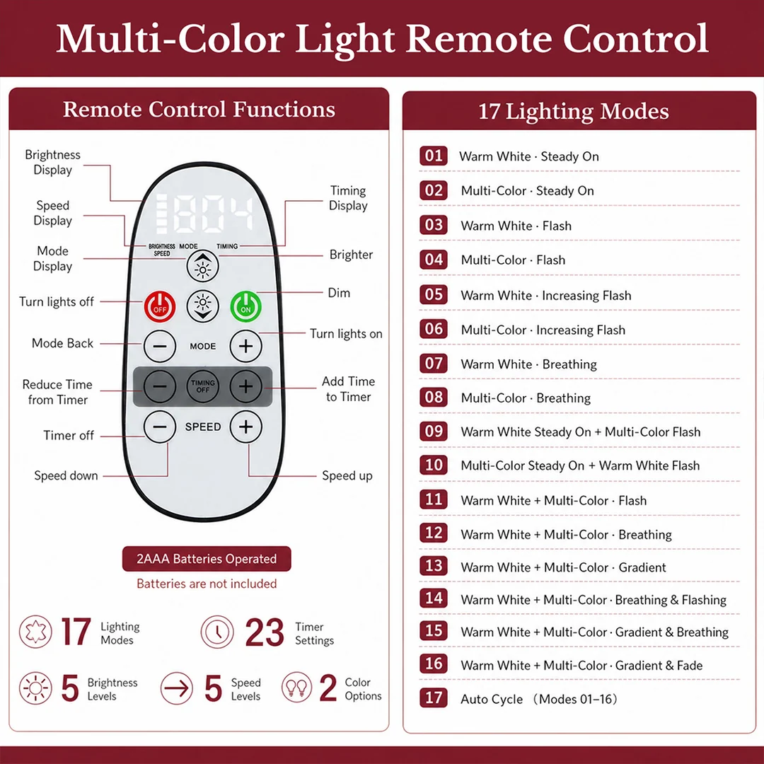 Flocked Cedar Pre-Lit Christmas Tree with 17-Mode Multicolor Lights & Remote, 5.5–7.5 FT - Image 5