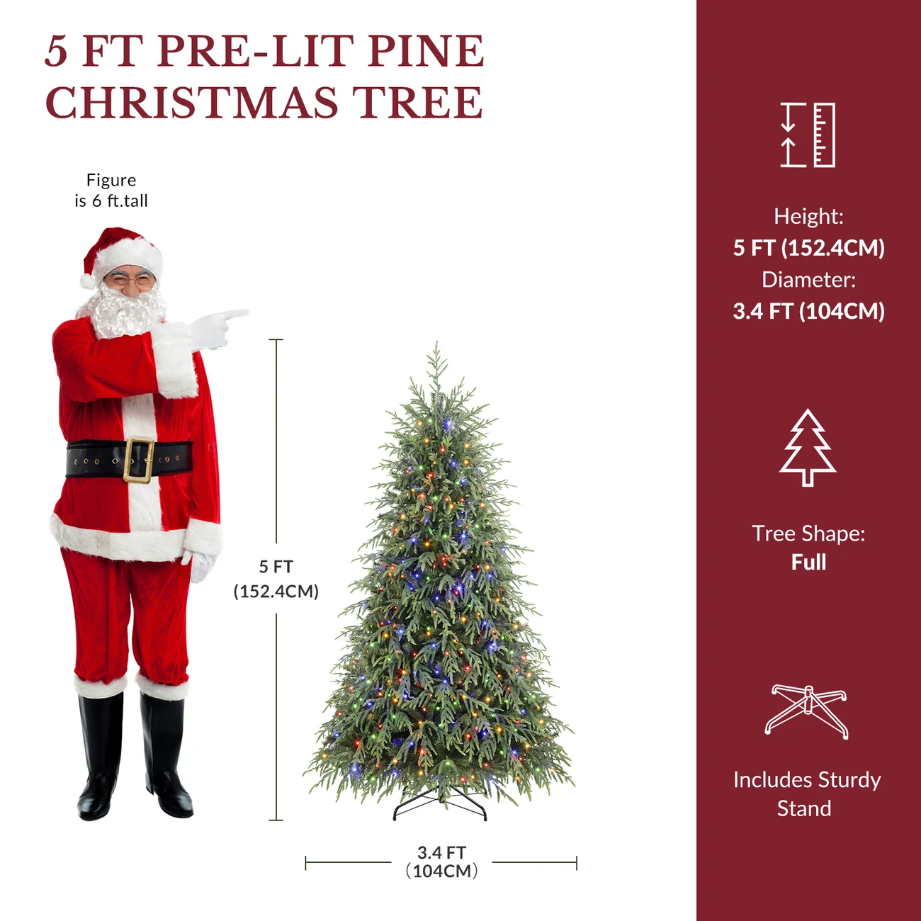 Norfolk Pine Christmas Trees with 17 Modes Multi-Color Lights - Image 5