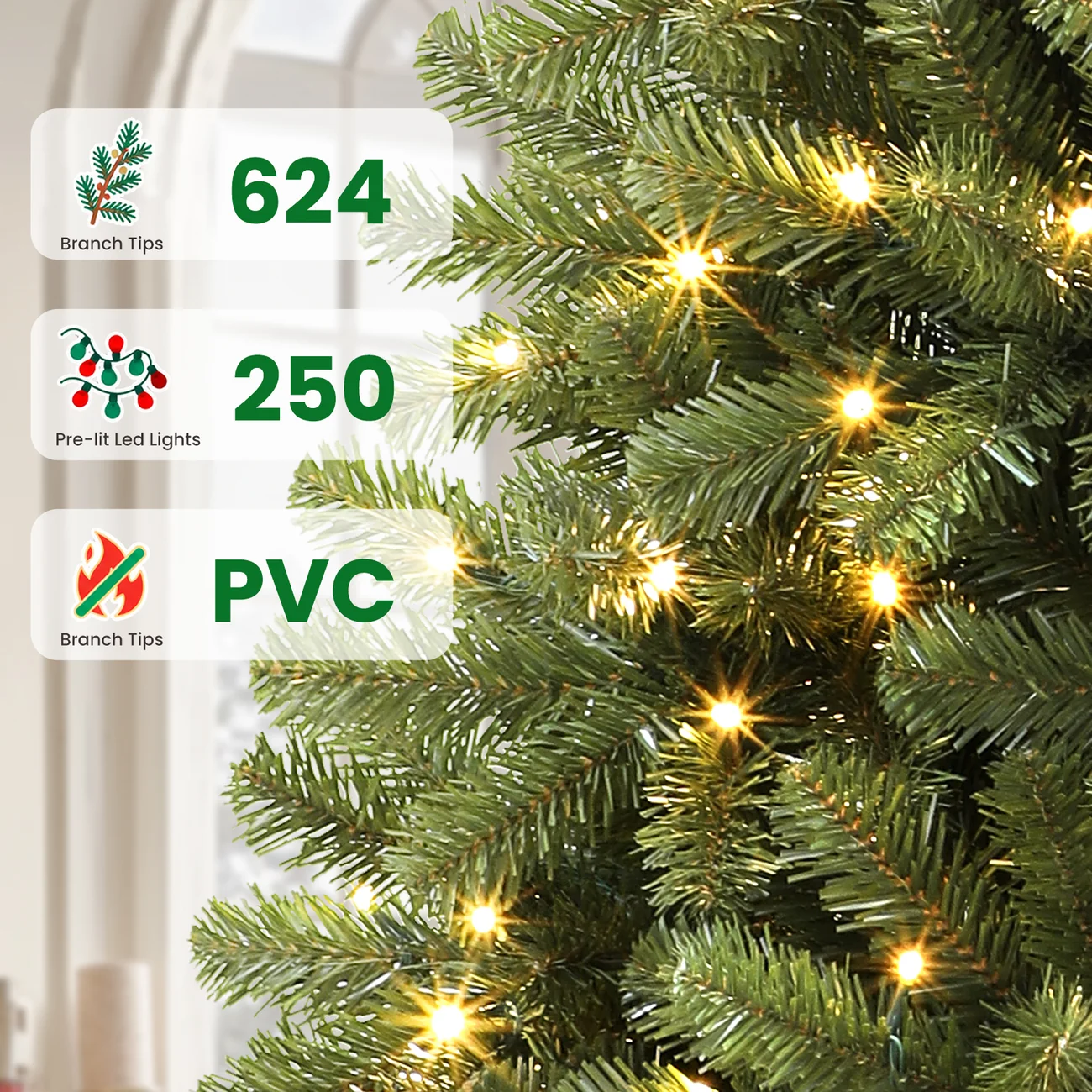 Artificial Christmas Tree with Pre-lit Classic Spruce Multi-Color LED Lights - Image 6