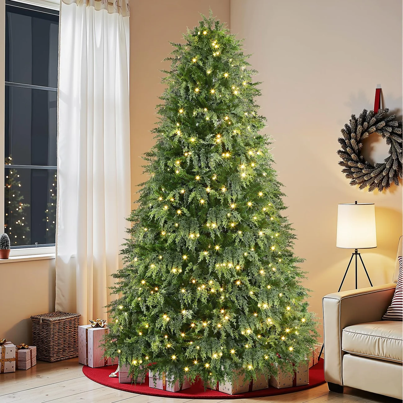 Cedar Cypress Pre-Lit Artificial Christmas Tree with 17-Mode Multi-Color LED Lights and Remote | 5/6/7/7.5/8FT - Image 6