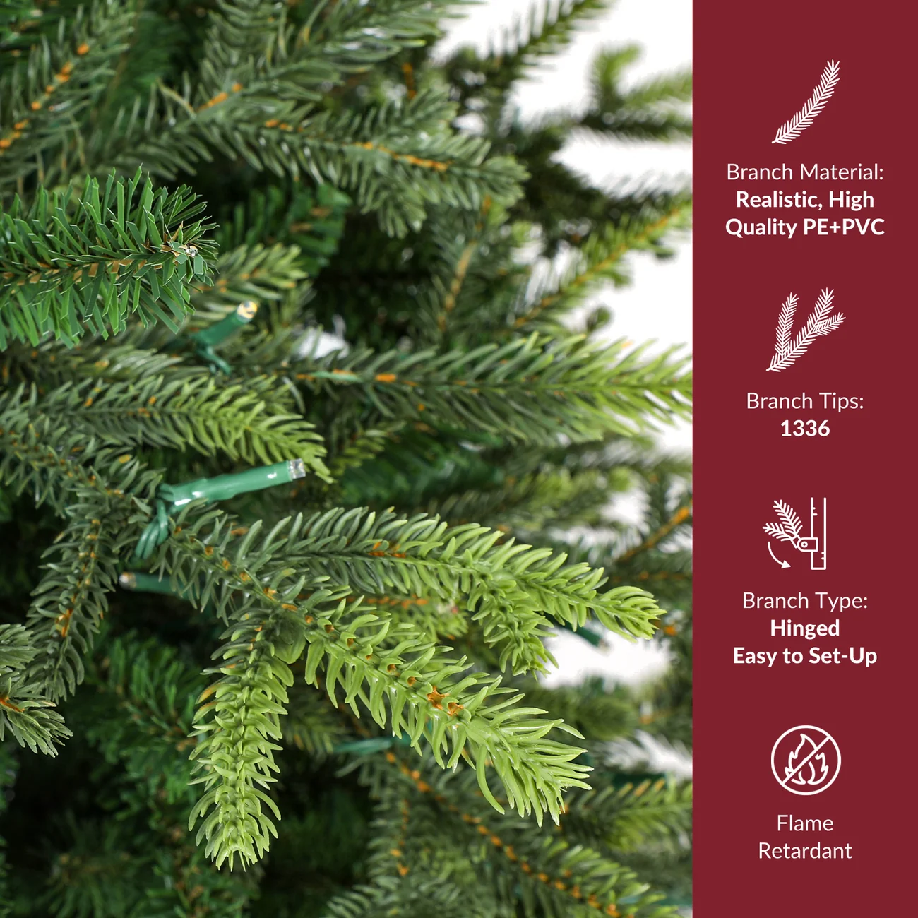 7.5FT Artificial Balsam Fir Christmas Tree with Lifelike PE Needles and Dual Color Lights - Image 6