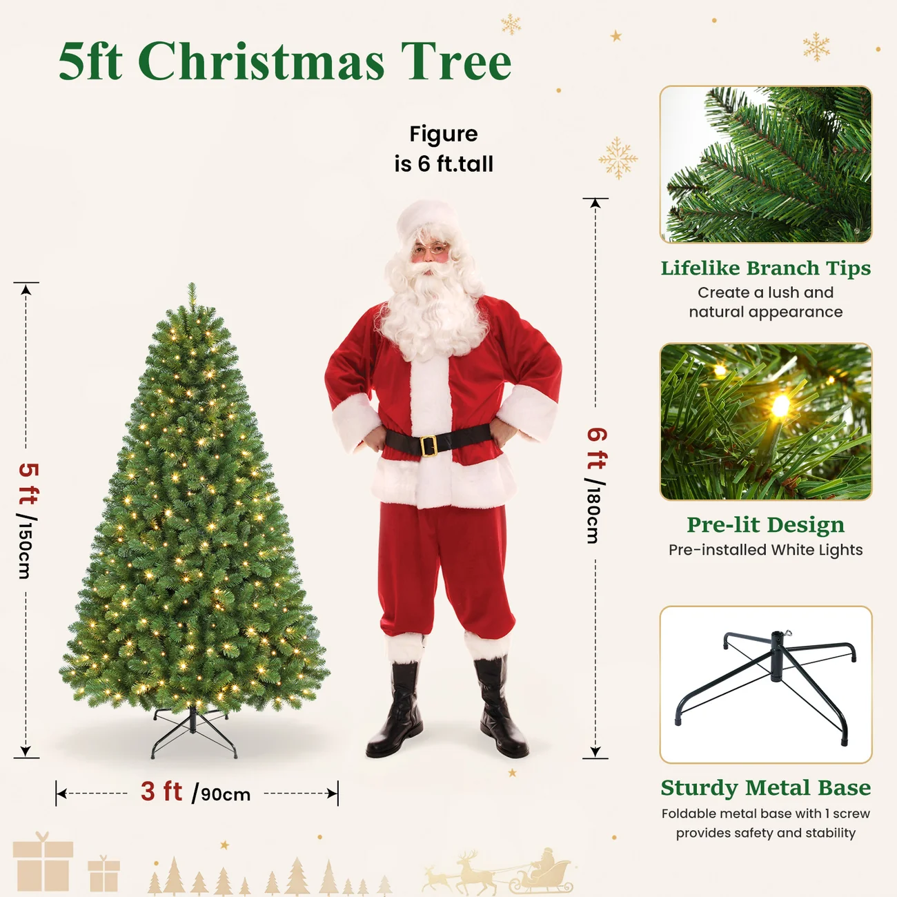 Classic Spruce Artificial Christmas Trees with Warm White Lights | 5.5/6.5/7/7.5/8/9FT - Image 6