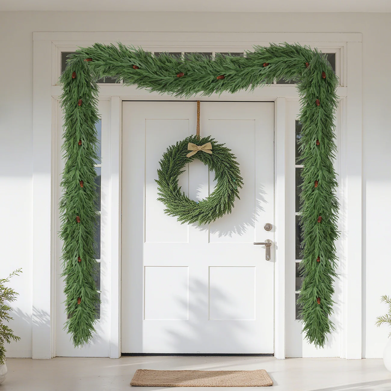 Norfolk Pine Christmas Garland with Pinecones – Realistic PE, 6FT/9FT - Image 6