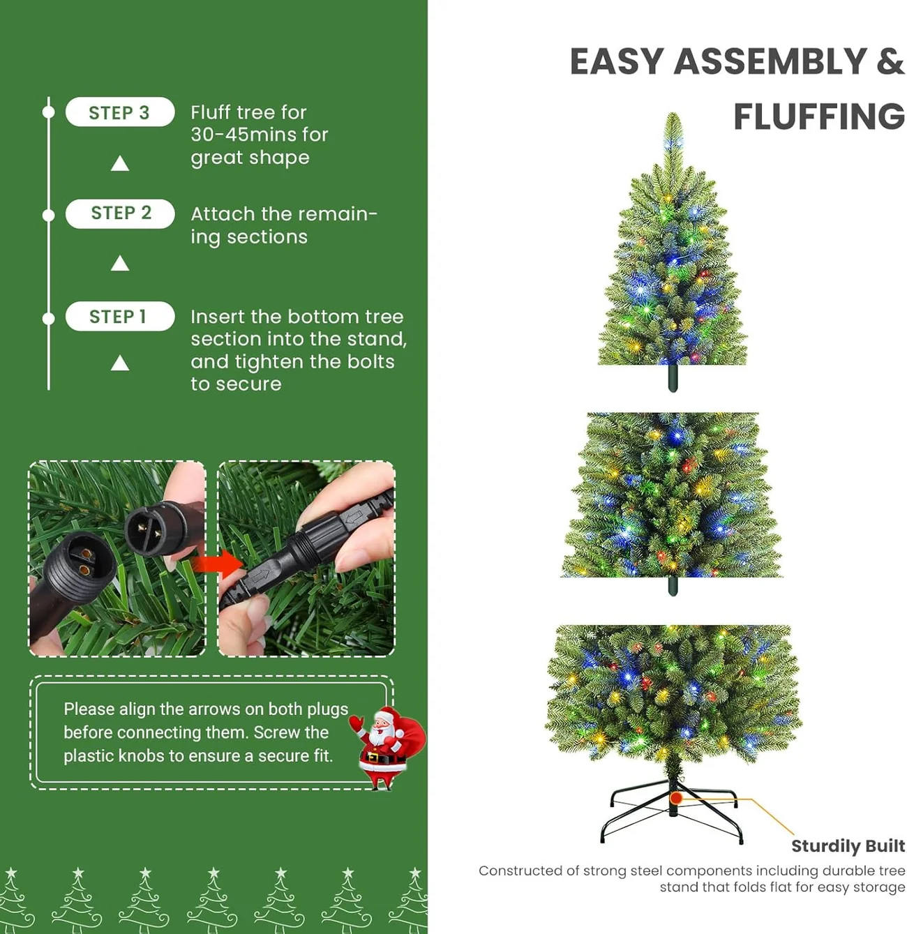 Pencil Spruce Artificial Christmas Tree with Multi-Color LED Lights and Remote - Image 7
