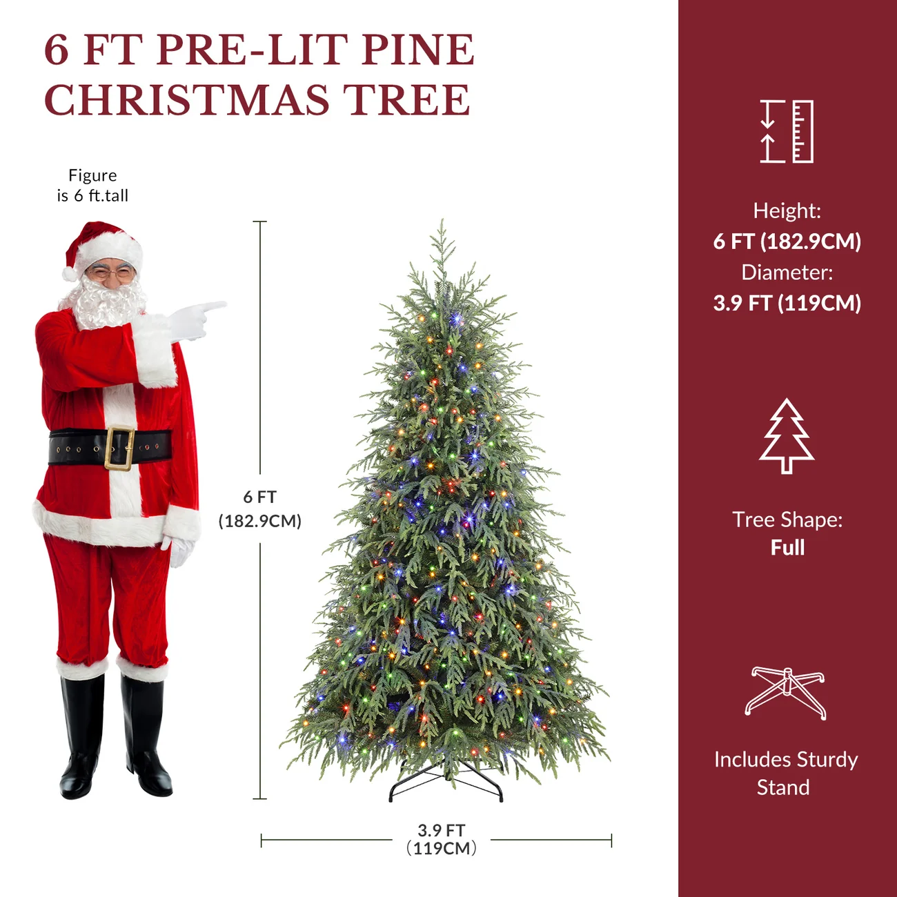 Norfolk Pine Christmas Trees with 17 Modes Multi-Color Lights - Image 7
