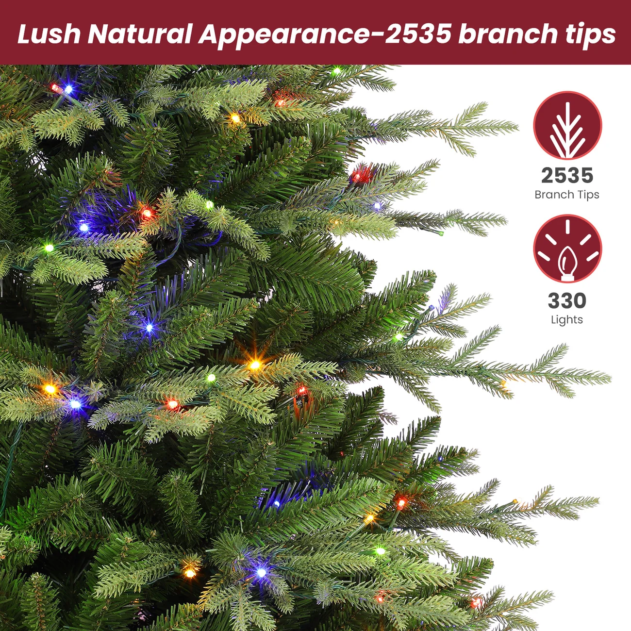 Aspen Slim Noble Fir Christmas Trees with 2 in 1 Warm White & Multi-Color Lights - Image 7