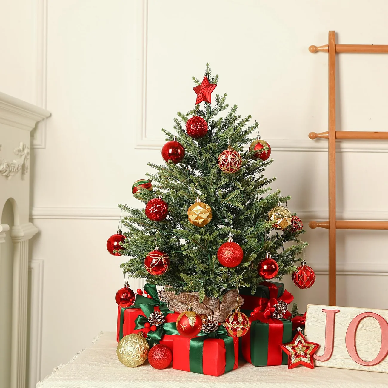 Realistic Artificial Small Tabletop Christmas Tree with Multi-Color Lights and Remote - Image 8