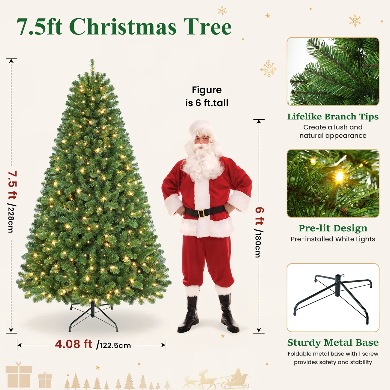 Classic Spruce Artificial Christmas Trees with Warm White Lights | 5.5/6.5/7/7.5/8/9FT - Image 8