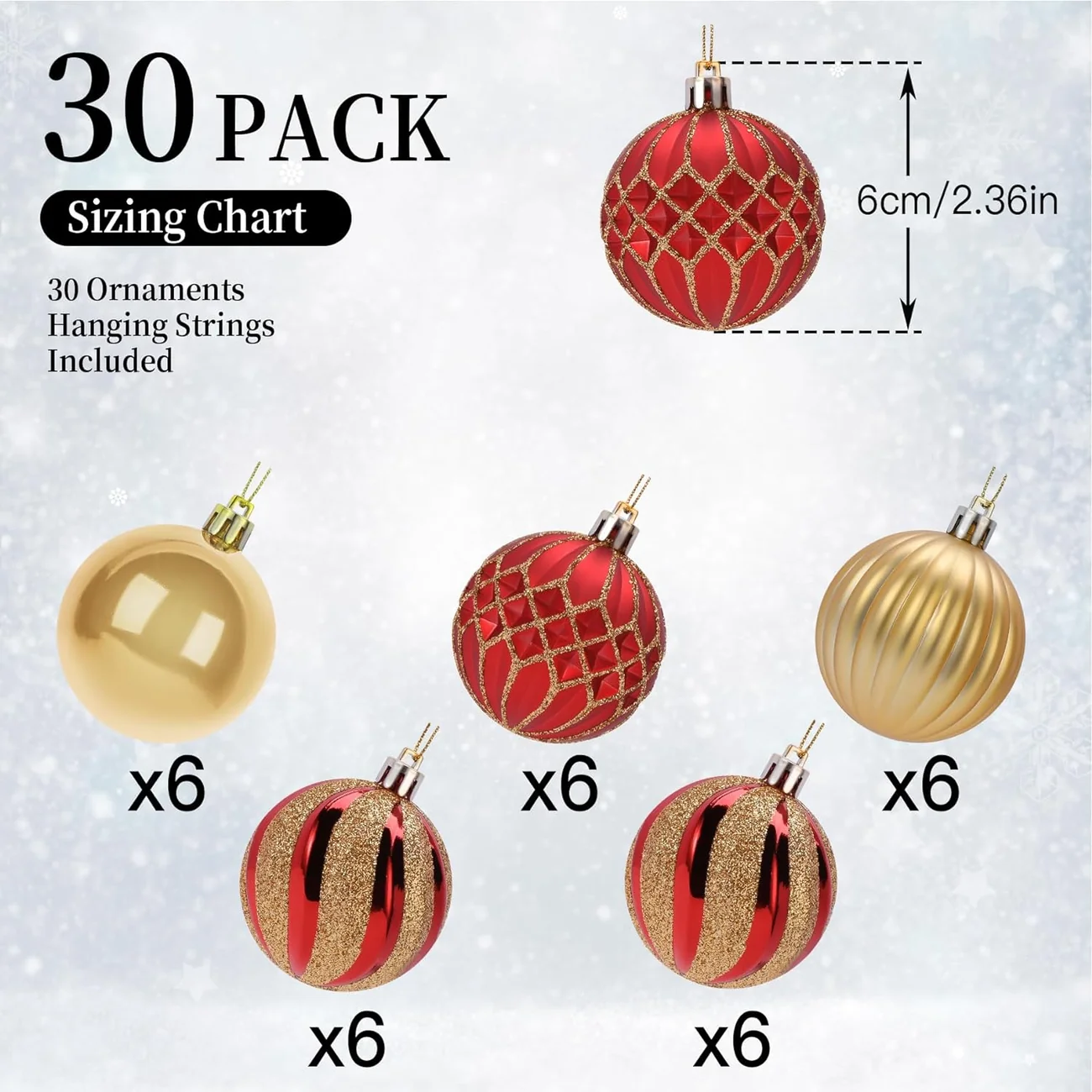 2.36 Inch Christmas Tree Shatterproof Plastic Balls Ornaments-60mm - Image 4