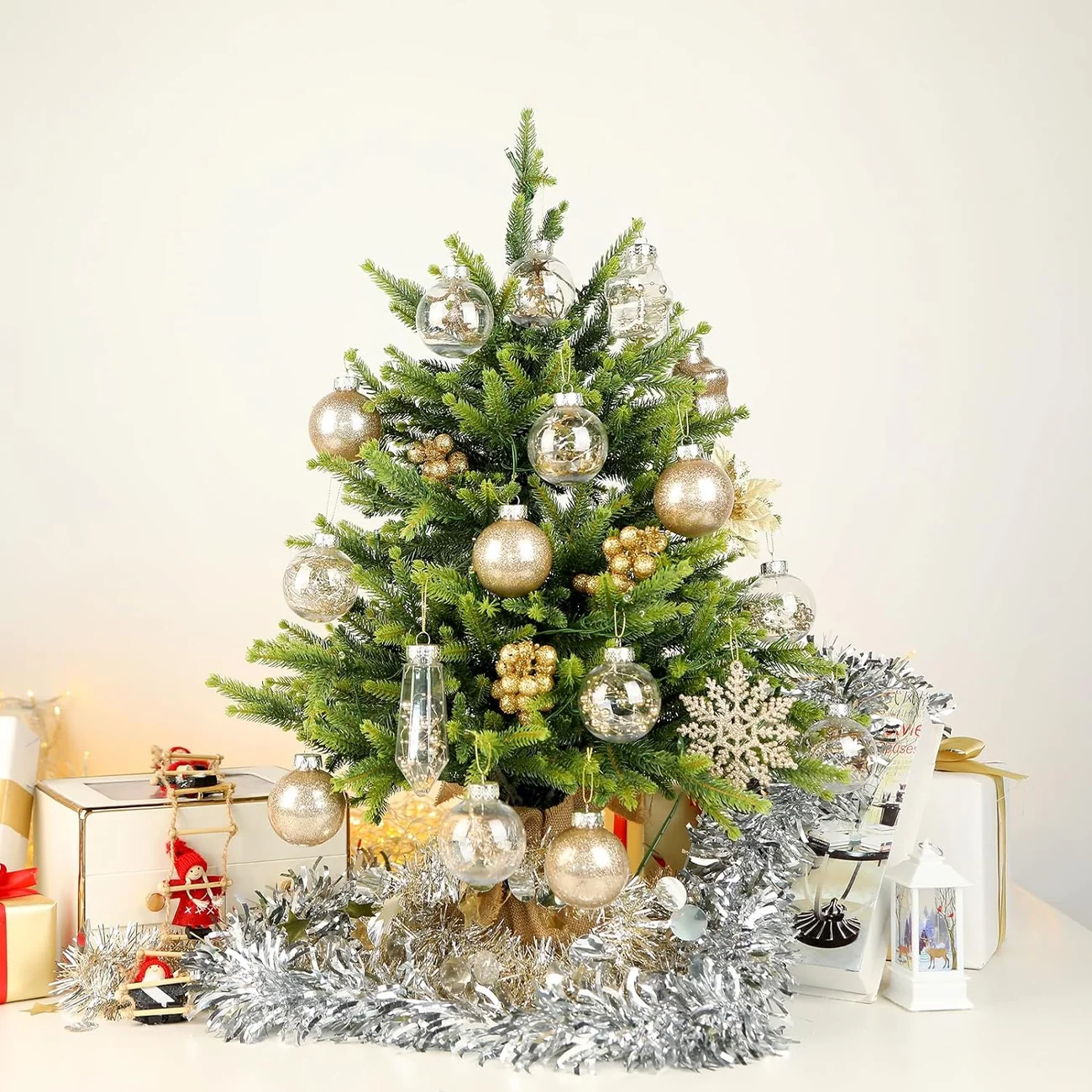 86PCS Champagne Christmas Ornaments – Clear Christmas Tree Ornament Set - Image 6