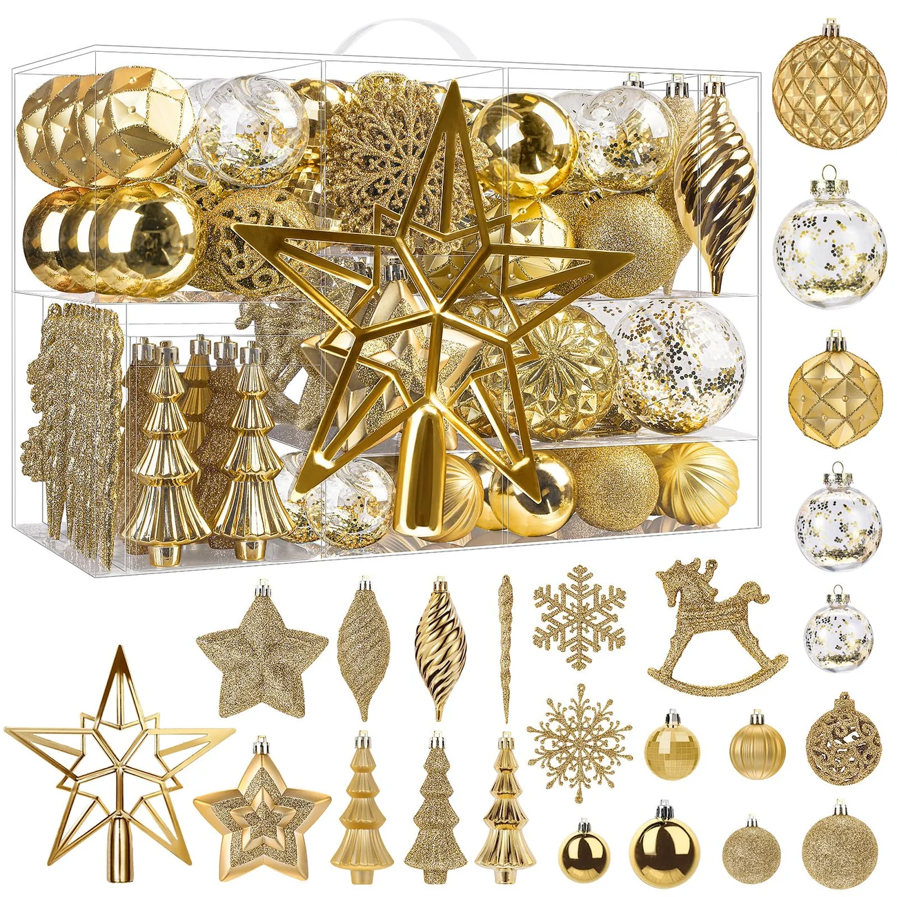 100-piece Luxury Gold Christmas Ornaments set