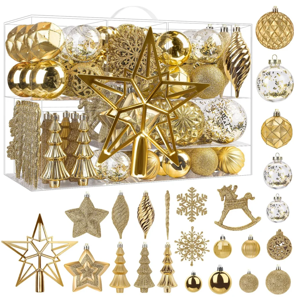 100PCS Gold Christmas Balls ornaments set