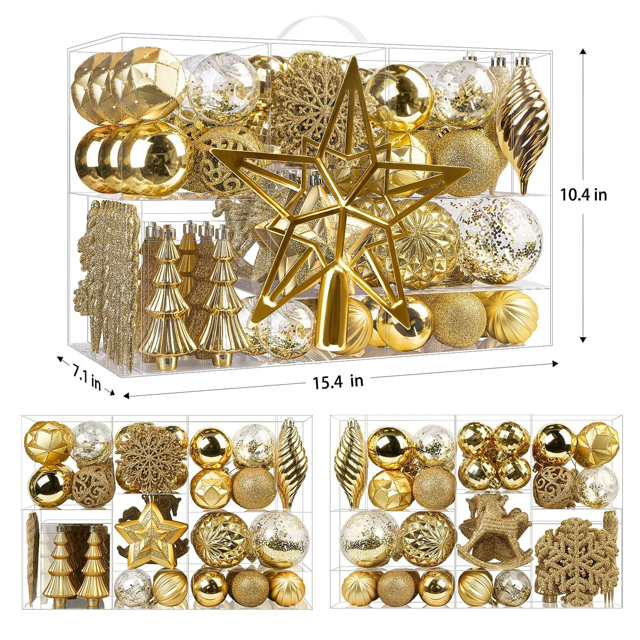 Luxury Gold Christmas Ornaments – 100-Piece Christmas Tree Ornament Set - Image 2