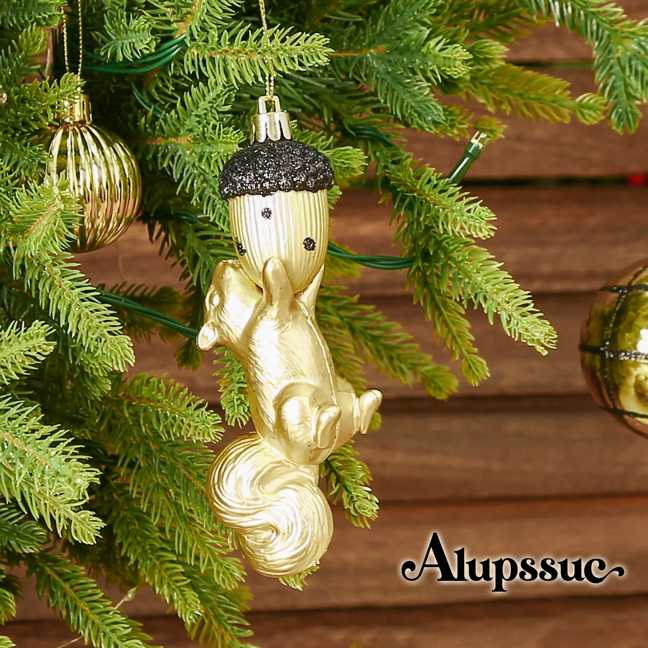 96pcs Black and Gold Christmas Ornaments Set with Forest Theme and Animal Designs - Image 3